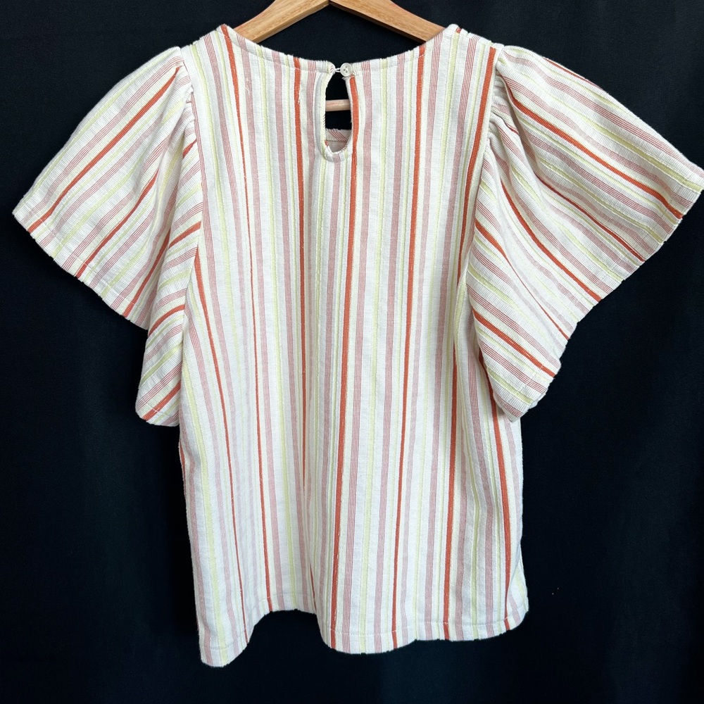 SOLD👚 Madewell Striped Flutter Sleeve Top – Women’s Small - Picture 4 of 11